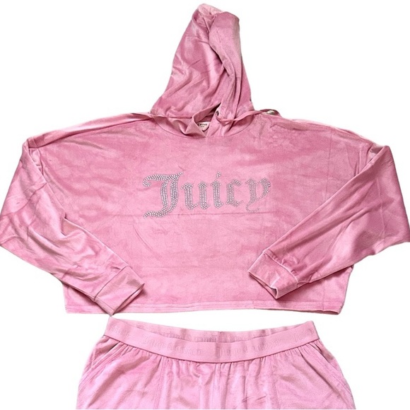 Juicy Couture Pink Velour Jogger Sleep Set Size Large NEW! - Picture 3 of 4